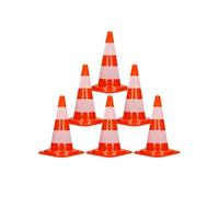 ECD Germany 6X Cônes Signalisation Pylône, 47cm, PVC Solide, Orange/Blanc, Triangle de Circulation, Marqueur Attention Sécurité, avec 2 Bandes Réfléchissantes, Pylone Cône Avertissement de Parking