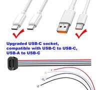 6 Pièces Connecteur Usb C A Souder Prise Femelle,Usb C 4 Fils Femelle Connecteur Panneau Avec Boucle À Rainure À Pression,150Mm 24 Awg, Noir Avec Fonction Pd
