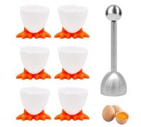 6 Pièces Coquetiers Costume, Ouvre-Oeufs et Coquetiers, Durable Coquetiers Set Enfants Petit déJeuner Coquetiers Plastique Set pour Oeufs Cuits (5.3×4.4×4.5 CM)