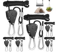 6 Pièces Corde Cliquet avec Crochets, 1/8 Pouces Cordes Réglable, Tendeur Toile Ombrage, Poulie Métal, Tendeurs Sangle pour Lampe Suspension, Lampes Growth Plantes (Capacité Charge 68kg par Paire)