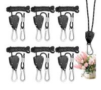 6 Pièces Corde de Tente Réfléchissante, 4M/Ø4mm Cordes de Tente avec Poulie, Corde a Cliquet Réglable, Corde Nylon Escalade pour Camping, Tente, Bâche, Randonnée, Suspension