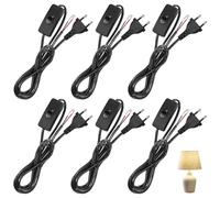6 Pièces Cordon Avec Interrupteur, 1,8 M Câble D'alimentation Euro, Câble De Raccordement Avec Fiche, Câbles De Connexion Avec Euro Fiche Pour Lampes, Lampes De Table, Lampadaires (Noir)