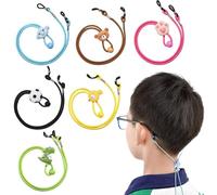 6 Pièces Cordon Lunettes Enfant, Attache Lunette Enfant Réglable pour Sport et École, Cordon Lunette de Soleil avec 6 Motifs Dessins Animés, Élastique et Confortable, Porte Masque Inclus