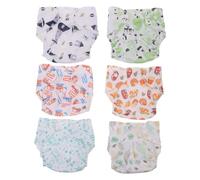 6 Pièces Couches Réutilisables pour Bébés, Culotte D'apprentissage | Polyester et Coton, Usage Quotidien, Insert Lavable Inclus, Lot de Six Modèles Imprimés