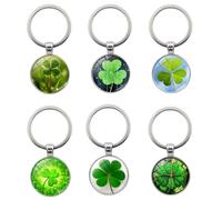 6 Pièces Couleur Chanceux Porte-Clés，Pendentif Avec Trèfle，porte-clés porte-bonheur pour cadeaux d'anniversaire.