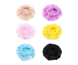 6 Pièces Coup De Nuit Pour Enfants, Classique Et À La Mode, Couleur Unie Simple, Capuchon De Douche Élastique Rond, Résine Douce, Capuchon De Soins Capillaires Multifonctionnels.