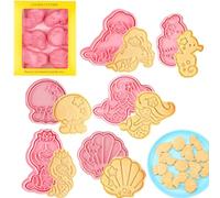 6 Pièces Coupe Biscuits Sirène,Sirènes Moules Biscuits,Moule à Biscuits en Plastique de Sirènes 3D,Tampon à Biscuits Océan Sirène,Sirènes Forme Biscuit,DIY Décoration Gâteau Moule Cookie