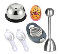 6 Pièces Coupe Oeuf Ensemble, 1 Coupe Œufs, 1 Cuiseur à Œufs, 1 Perforateur à Œufs, 1 Oeuf a la Coque, 2 Séparateur Oeuf, Matériau de Qualité Alimentaire, aux Cuisines et aux Restaurants (argent)