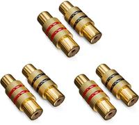 6 Pièces Coupleur RCA en Set 3X Noir 3X Rouge Adaptateur Audio Vidéo RCA Femelle à RCA Femelle 2X RCA Femelle Connecteur
