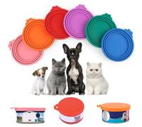 6 Pièces Couvercles Silicone de Conserve, Coque en Silicone pour Animal Domestique Peut Couvertures, Pour des Tailles Multiples
