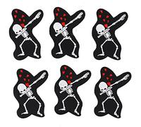 6 Pièces Crâne Squelette Vêtements Patch Fer Sur Applique DIY Tissu Autocollant Pour T-shirt Robe Pantalon Réparation Décoration Drapeau Américain Oeil Rose Lunettes Jaunes (piano, jouer, squelette)