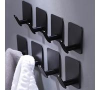 6 Pièces Crochet Adhésif 3M, Mural de Salle de Bains, Accroche Torchon Cuisine, Accroche Tableau sans Percer, Crochet Autocollant Acier Inox, Noir