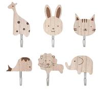 6 Pièces Crochet Mural en Bois pour Animaux, Crochets Muraux en Bois, Crochet pour Animaux Mignons, Crochets Porte Manteau Enfant, Patere Porte Manteau, Decoration Chambre Enfant Bebe pour Suspendre