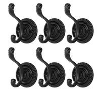 6 Pièces Crochet Porte Manteau Murale Patère Porte Manteau Murale Vintage Crochet Métal De Porte Vintage Européens Patère de Alliage de Cuivre pour Salle de Bain Cuisine Métal Chapeau Crochet (Black)