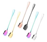 6 Pièces Cuillere a Cafe, Longues Cuillère à Glace en Acier Inoxydable, Cuillères à Latte, Cuillère à Long Manche pour Desserts Froids, Sundae, Café, Gâteau
