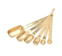 6 pièces cuillères à mesurer en acier inoxydable, cuillère à café rectangulaire en métal petite cuillère à soupe avec mesures cuillères à mesurer ensemble de tasses facile à lire (Or)