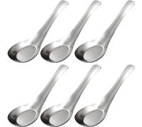 6 pièces cuillères à soupe, cuillères à dîner en acier inoxydable cuillère à soupe chinoise cuillères à soupe asiatiques for bouillon dessert céréales Thai Miso Ramen/1721 ( Color : Silver , Size : 13