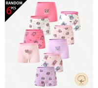 6 pièces Culottes en coton imprimées avec visage de lapin mignon et sourire, couleurs assorties 6Y,7Y,8Y,9Y,10Y,4Y,5YCartoonMélange coton