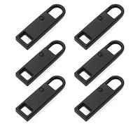 6 pièces Curseur Fermeture eclair,Fermeture Éclair de Remplacement,Zip Fermeture eclair Universel,Languettes de Fermeture Éclair Amovibles,pour zip, valise,bottes,veste,sac à dos(Noir)