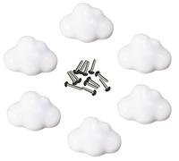 6 pièces d'armoire en céramique poignée de tiroir en forme de nuage poignée pour de chambre d'enfants armoire placard de rangement bibliothèque… (blanc)