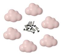 6 pièces d'armoire en céramique poignée de tiroir en forme de nuage poignée pour de chambre d'enfants armoire placard de rangement bibliothèque (Rose)