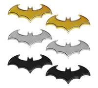 6 Pièces D'Autocollants Batmobil, Métal -Bat -Logo-Sticker, Badge 3D -Bat, Autocollant De Souris Bricolage -Art -Pattern, Auto -Logo (Argent, Or, Noir).