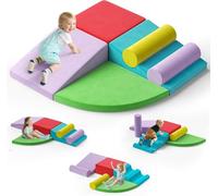 6 pièces de blocs de construction en mousse, blocs de mousse doux et non toxiques pour intérieur, grands blocs de construction doux pour enfants, jouet Montessori avec bloc pliable et tunnel pour les