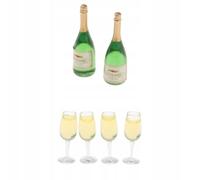 6 Pièces De Bouteilles De Vin Et De Verres Pour La Salle À Manger Dans La Cuisine D'une Maison De Poupée À L'échelle 1/12