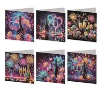 6 Pièces de Cartes de Art Diamant 5D DIY avec Enveloppes et Outils, Cartes Postales Mosaïque de Strass, Cartes de Vœux en Diamant pour Noël, Anniversaires, Thanksgiving et Fêtes