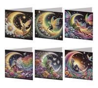 6 Pièces de Cartes de Art Diamant 5D DIY avec Enveloppes et Outils, Cartes Postales Mosaïque de Strass, Cartes de Vœux en Diamant pour Noël, Anniversaires, Thanksgiving et Fêtes