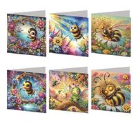 6 Pièces de Cartes de Art Diamant 5D DIY avec Enveloppes et Outils, Cartes Postales Mosaïque de Strass, Cartes de Vœux en Diamant pour Noël, Anniversaires, Thanksgiving et Fêtes