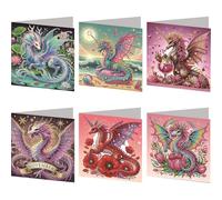 6 Pièces de Cartes de Art Diamant 5D DIY avec Enveloppes et Outils, Cartes Postales Mosaïque de Strass, Cartes de Vœux en Diamant pour Noël, Anniversaires, Thanksgiving et Fêtes