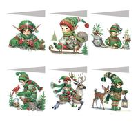 6 pièces de cartes de voeux de Noël en peinture de diamant 5D pour adultes, ensemble de cartes de vœux à faire soi-même avec diamants de strass,mosaïque d'art de postcards Noël, Thanksgiving