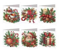6 pièces de cartes de voeux de Noël en peinture de diamant 5D pour adultes, ensemble de cartes de vœux à faire soi-même avec diamants de strass,mosaïque d'art de postcards Noël, Thanksgiving