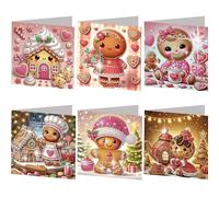 6 pièces de cartes de voeux de Noël en peinture de diamant 5D pour adultes, ensemble de cartes de vœux à faire soi-même avec diamants de strass,mosaïque d'art de postcards Noël, Thanksgiving