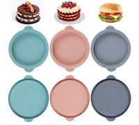 6 pièces de moule en silicone pour airfryer, 10 cm, forme pour œufs, en poudre/gris/bleu, moules en silicone pour airfryer, moule rond en silicone pour œufs, muffins et pancakes