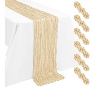 6 pièces de Napperon en Tulle Beige 55x300cm pour Chemin de Table Bohème - Tissu en Gaze de Fromage - Long de 10 Pieds - Décorations de Table Rustiques pour Mariage, Fiançailles, Baby Shower