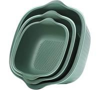 6 Pièces De Panier De Vidange Set De Passoire Et De Bol D’égouttement Ensemble De 3 Tailles De Bol De Lavage en Plastique Et De Passoire pour Placer Et Laver Les Fruits, Green, 29.3×27×12cm