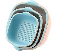 6 Pièces De Panier De Vidange Set De Passoire Et De Bol D’égouttement Ensemble De 3 Tailles De Bol De Lavage en Plastique Et De Passoire pour Placer Et Laver Les Fruits, Pink, 29.3×27×12cm