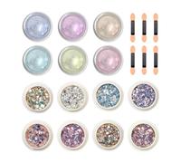 6 Pièces De Poudre À Ongles Et 8 Pièces De Paillettes À Ongles Avec Mini Pinceaux, Matériel De Nail Art Diy, Décorations D'Ongles