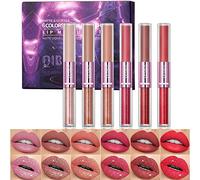 6 pièces de rouge à lèvres liquide mat + 6 pièces de brillant à lèvres pailleté, 2 en 1 rouge à lèvres rouge mat longue durée 24 heures avec brillant à lèvres scintillant métallique pour femme