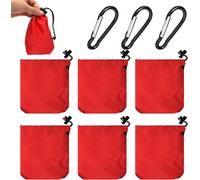 6 Pièces De Sacs De Rangement Rouges Et 3 Pièces De Mousquetons Noirs,Sacs De Rangement D'extérieur Et De Voyage,Sacs De Rangement En Nylon Imperméables,Petits Sacs À Cordon