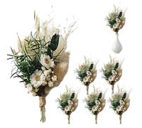 6 Pièces Décor De Fleurs Sèches, Fleurs Séchées,Fleurs Pressées Séchées,Bouquet De Décoration De Fleurs Séchées,Bouquet Décoratif Réutilisable en Roseau Naturel,décorations De Mariage Boho