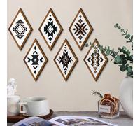 6 pièces Décoration murale en bois de style sud-ouest, plaques murales de style ferme et pays, décoration de maison bohème moderne géométrique vintage, convient pour la chambre à coucher/le salon/la s