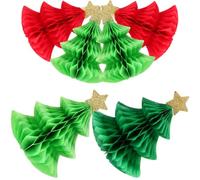 6 Pièces Décoration Nid D'abeille Sapin de Noël en Papier pour Table | Ornement Léger et Réutilisable, pour Étagères, Rebords de Fenêtre, Fêtes D'garçon Fille et Coin Photo