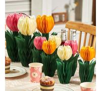 6 pièces Décorations de boules en nid d'abeille en forme de tulipe, boules en papier alvéolé à suspendre pour les fêtes, convient pour centre de table, décoration de fête, boules en nid d'abeille flor