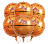 6 Pièces Décorations de Fête de Basketball, 22 Pouces Ballons Aluminium Basketball, Décoration de Fête Basketball Ballon, pour Match de Basketball Fête D'anniversaire Soirée à Thème Sportif