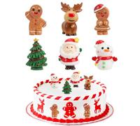 6 Pièces Décorations de Noël pour Gâteau Cupcake et Muffin Figurines Père Noël Renne Bonhomme de Neige Sapin Décoration de Pâtisserie et Sapin de Noëls