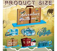 6 pièces Décorations de table de voyage en bois, décoration de fête de l'aventure mondiale en attente, laissez commencer la table des accessoires photo du voyage, disparition de la fête Taille UniqueB