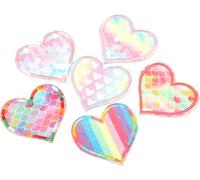 6 pièces d'écussons brodés, appliqués, autocollants pour tissu, accessoires de vêtements DIY, design cœur arc-en-ciel pour la décoration